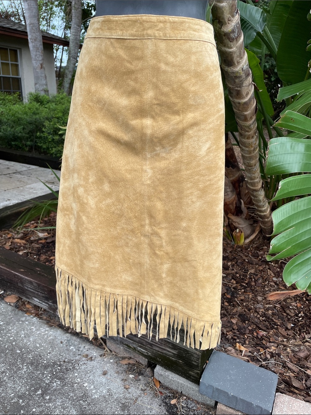 fringe suede pencil skirt by Newport News